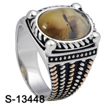 Neue u. Personifizierte Entwürfe 925 Sterlingsilber-Mann-Ring mit natürlichem Stein (S-13448)